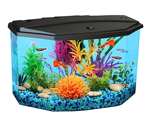 Koller Products Plastic 3-Gallon Aquarium Starter Kit with 4 Colors LED Lighting and Complete Filtration, Ideal for a Variety of Tropical Fish, Betta Fish, Tropical Fish, Cichlids, Ornamental Shrimp