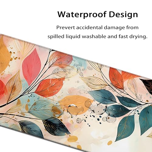 35.4 x 15.7 in, XXL Large Mouse Pad for Desk, Extended Keyboard Mouse Mat for Computer Office, Big Mouse pad with Stitched Edges, Gaming Pc-Boho Leaves - color: Boho Leaves