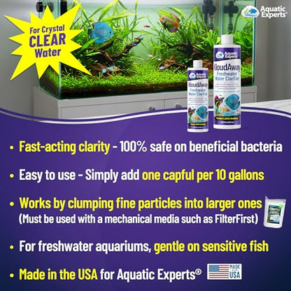KloudAway Freshwater Aquarium Water Clarifier - Clears Cloudy Water, Water Clarifier for Fish Tank, Made in USA, Aquatic Experts (250 ml) - size: 250 ml (8.45 oz)