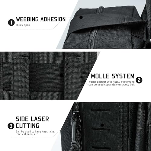 Molle Ifak Pouch Rip Away, 2Pack Molle Tactical Medical Pouch, Empty First Aid Kit Bag for Duty Belt (2 Pack-Black) - color: 2 Pack-black