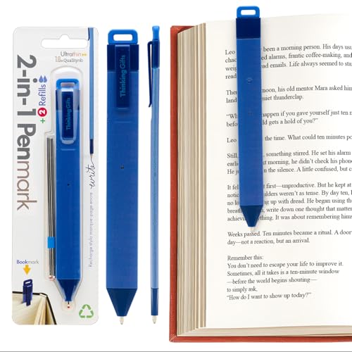 Thinking Gifts Flat Writable Pen & Page Marker Bookmark - Blue - color: Blue