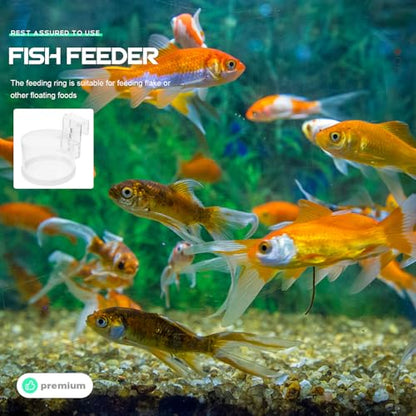 ULTECHNOVO Fish Feeding Ring Aquarium Feeder Circle Reusable Acrylic Floating Fish Food Feeder and Aquariums with Suction Cup Small Size for Tropical and Freshwater