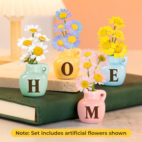 House Warming Gifts for New Home, Mini Ceramic Vase Fridge Magnet Set “Home”, Cute Home Décor for Kitchen, Locker, Small Gifts for New Homeowners, Renters, Roommates, Families or Friends