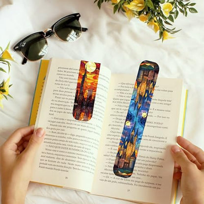 Fantasy Magnetic Bookmarks, 30 Pcs Stained Glass Magnet Book Markers, Aesthetic Book Marks Gifts for Reading Women Book Lovers - style: Fantasy