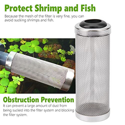 Joyzan Aquarium Intake Filter Mesh,Stainless Steel Inlet Shrimp Cover Guard | Net Inflow Basket Screen Strainer Metal Prefilter Tube Accessory Breeding Protector Protecting Fish Tank Inhalation 12mm