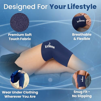 IceSleeve Elbow & Knee Ice Pack Wrap, Cold & Heat Therapy, Blue XL, 1 Pack | Reusable flexible gel ice pack for knee injuries, eases tennis elbow, golfers elbow, knee injuries, worn on skin or clothing
