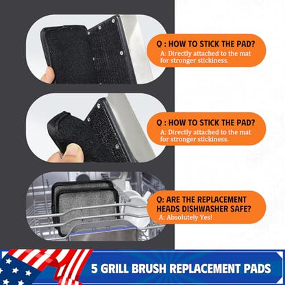 7Pcs Grill Brush Bristle Free with Collapsible Bucket for Grill Cleaning | Grill Cleaner Brush with Durable Foldable Water Tank, Portable Outdoor Grill Bucket, Dunk Tank, Black