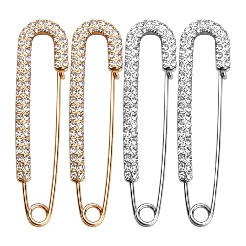 4 Pcs Rhinestone Safety Pins,Decorative Pin Clip,Sweater Scarf Accessories