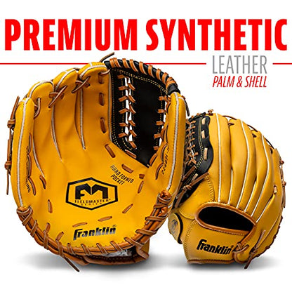 Franklin Sports Field Master Baseball + Softball Glove - Field Master Adult + Youth Baseball + Softball Mitt - Men's + Women's Gloves - color: Tan, style: 12" - Trapeze Web