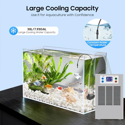 Aquarium Chiller Water Chiller, 30L/7.93GAL Aquarium Cooler 100W, Chiller Constant Temperature Cooling System for Fish Tank,Jellyfish,Coral