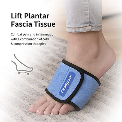 Comfpack Cold Therapy Wrap with 2 Packs for Pain Relief, Reusable Gel Ice Packs for Foot Plantar, Wrist, Ankle, Great for Sprains, Muscle Pain, Bruises, Injuries - size: Blue, style: 1 Sleeve + 2 Gel Packs