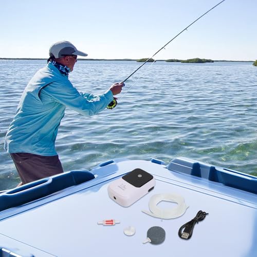 FABULETTA Rechargeable Aquarium Air Pump, Portable Fish Tank Oxygen Pump, Silent Battery Powered Aerator, Camping Fishing Bucket Air Pump, Low Noise Aquarium Bubbler