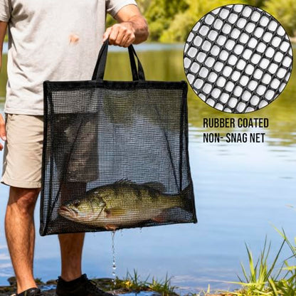 THKFISH Fish Tournament Weigh in Bag for Bass Fishing with Leakproof Zipper | Heavy Duty Live Fish Bags for Caught Fish with Waterproof Zipper and Mesh Liner,Puncture Resistant - color: Silver-25×23in with Net