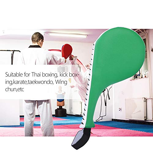 RiToEasysports Taekwondo Kick Pad, PU Leather Target Pad with High Dense Sponge 14.8 X 7.1 X 2.4 in, Shock Absorption Solid Stitching for Children Home Gym Martial Arts Training - color: Green