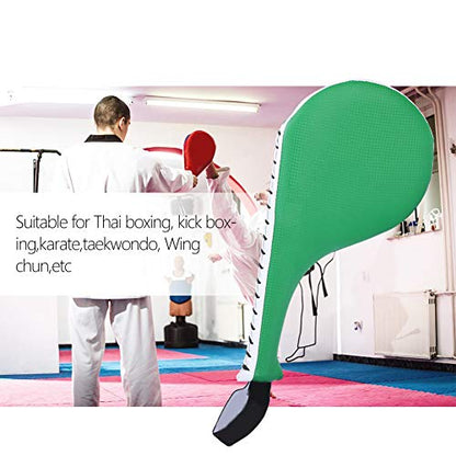 RiToEasysports Taekwondo Kick Pad, PU Leather Target Pad with High Dense Sponge 14.8 X 7.1 X 2.4 in, Shock Absorption Solid Stitching for Children Home Gym Martial Arts Training - color: Green