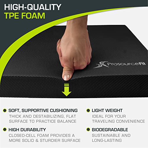 ProsourceFit Exercise Balance Pad, Non-Slip Cushioned Foam Mat & Knee Pad for Fitness and Stability Training, Yoga, Physical Therapy - color: Black, size: XL - (18.75" x 15")