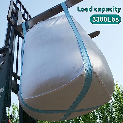 10 Pack FIBC Bulk Bag,Flexible Bulk Bags 1.5 Ton Bag, 35"L x 35"W x 43"H, 3300lbs SWL, Duffle Top Flat Bottom Heavy Duty, Woven Polypropylene Bags