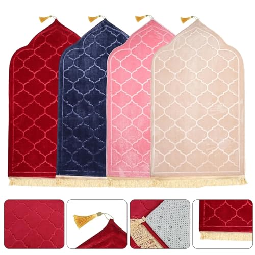 Syhonic Prayer Mat, Thick Soft Muslim Prayer Mat, Portable Prayer Mat Rug, Turkish Prayer Carpet for Men and Women (Red)