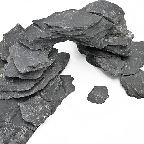Natural Slate Rock 5lb Reptile Basking Stone Fish Tank Rocks for Aquarium Landscaping, Tank Decoration, Fairy Gardens,Reptile & Amphibian Enclosures 3-8 Inches