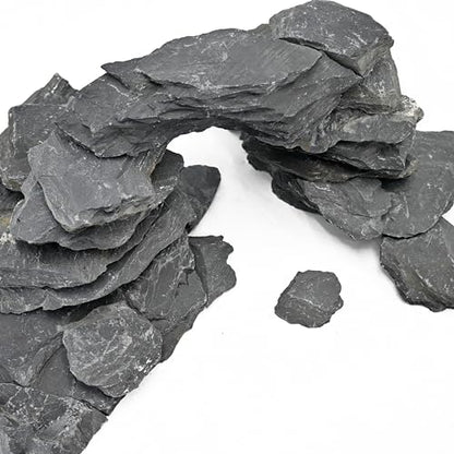 Natural Slate Rock 5lb Reptile Basking Stone Fish Tank Rocks for Aquarium Landscaping, Tank Decoration, Fairy Gardens,Reptile & Amphibian Enclosures 3-8 Inches