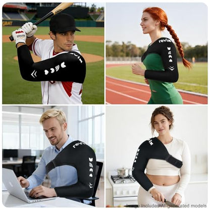 REVIX Arm Shoulder Ice Pack Wrap for Pitchers, Reusable Gel Cold Compression Therapy for Shoulder Throwing Recovery & Athletes, Elbow Ice Sleeve for Volleyball Player, Post-Workout Muscle Relief - style: Standard