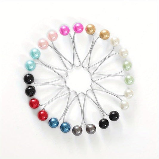12Pcs/Lot Anti Slip Brooch Headscarf Shawl Scarf Lady Fixed Pins Scarf Hijab Clips Pearl Stylish Brooch for Women Jewelry - color: Random mixed