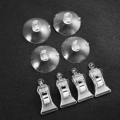 4 Pack Fishes Veggie Seaweed Plant Suction Cup Clip, Clear Plastic Feeding Tool Holder Aquarium Accessories for Fish Tank Feeder Clips