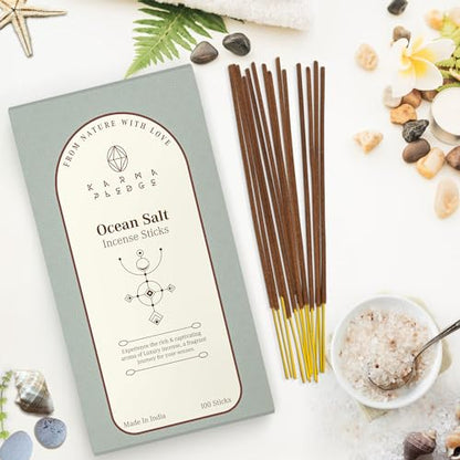KarmaPledge Ocean Salt Incense Sticks, Burn Time 45-60 Min, 100 Sticks - color: Ocean Salt