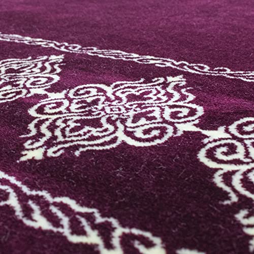 Modefa Turkish Islamic Prayer Rug - Large & Wide Soft Velvet Janamaz - Comfortable Muslim Praying Mat for Men & Women - Ramadan or Eid Gift - with Prayer Beads Tesbih - Grand Plush (Plum) - color: Plum
