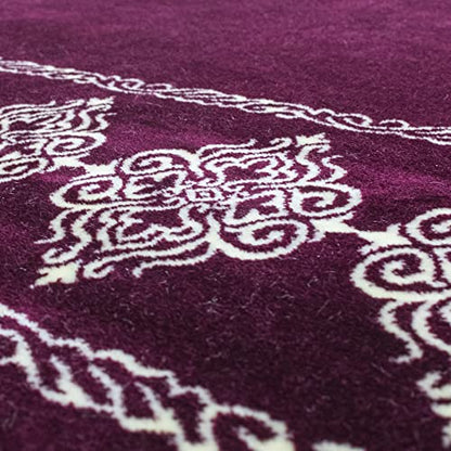 Modefa Turkish Islamic Prayer Rug - Large & Wide Soft Velvet Janamaz - Comfortable Muslim Praying Mat for Men & Women - Ramadan or Eid Gift - with Prayer Beads Tesbih - Grand Plush (Plum) - color: Plum