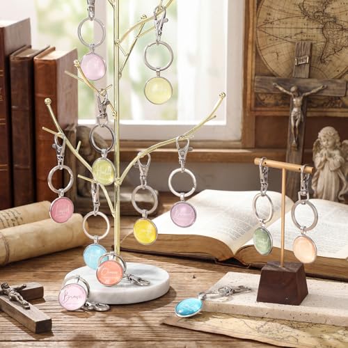 Equsion 24 Pcs Christian Keychain Gift Bulk Mini Bible Keychains with Verse Religious Keychain Gifts for Church Bible Study Group (Macaron) - color: Macaron