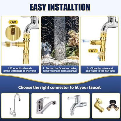 Gravel Vacuum for Aquarium Water Changer Fish Tank Cleaning Tools, Siphon Universal Quick Pump Aquarium Water Changing (50ft) - size: 50ft