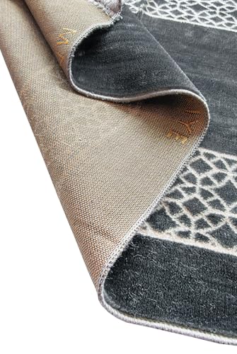 ihvan online Luxury Velvet Muslim Prayer Rug, Janamaz, Thick Soft Sajadah, Portable Travel Prayer Carpet Mat, Islamic Gift for Eid, Ramadan, Hajj & Umrah, Grey - color: Grey