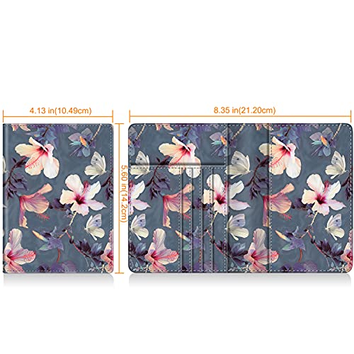 FINTIE Passport Holder, Slim Travel Wallet RFID Blocking Card Case Cover - color: blooming hibiscus