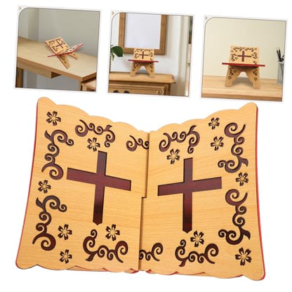 PRETYZOOM Elegant Quran Book Stand Sturdy Carved Reading Holder for Study Room Versatile Display for Quran Recitation and Decorative Items