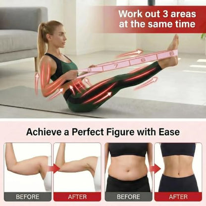 Resistance Bands for Legs: 8-Section Stretching Strap Yoga Strap with Loops | Stretch Bands for Exercise, Elastic Band Stretch Strap for Glutes Physical Therapy, Dance Flexibility Home Pilates Equipment - color: Pink