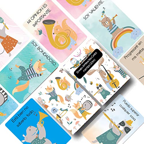 Bilingual Positive Affirmation Cards for Kids | Spanish and English Motivational Deck | 30 Empowering Cards for Students | Mindfulness, Self-Esteem, Relaxation, and More - style: kids