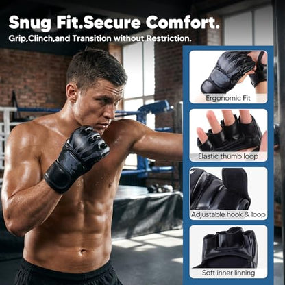 Generic 2 Pairs MMA Gloves Martial Arts Bag Gloves Boxing Fight Gloves Kickboxing Gloves for Sparring - color: Black and White