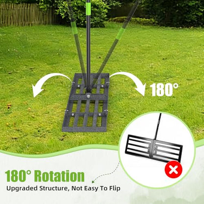 GARDTECH 48×10 Anti-Flip Lawn Leveling Rake,76” Adjustable Handle | Heavy Duty Stainless Steel,2mm Plate, for Topdressing, Sandbox, Garden Beds, Lawn Repair,Dog Spots - size: 48''x10''