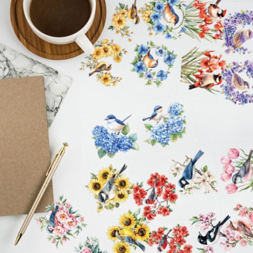 arricraft 10 Pcs Birds and Flowers Theme Cup Printing UV Transfer Papers, 10 Styles Various Birds Roses Tulips UV DTF Cup Wrap Stickers for 16 OZ Glass Cups Crafts 9.5x4.3inch - style: Birds and Flowers Theme