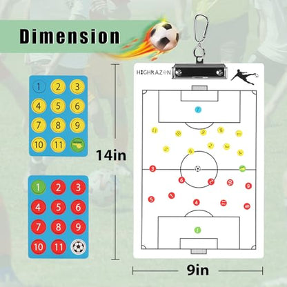 Magnetic Soccer Coaches Clipboard, White Double-Sided Dry Erase Coach Board, Tactics Whiteboard with Color Magnetic Sticker and 2 Markers for Coaches Gift - style: Soccer-B