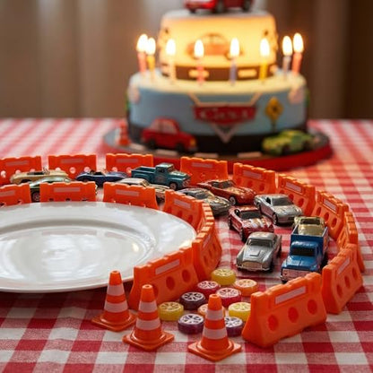 60Pcs Mini Traffic Cones Set with Fences for Road Building,and Educational Play | Perfect Mini Construction Cones Toys and Essential Construction Party Supplies