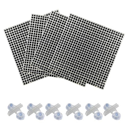 4pcs Aquarium Lid Hood Fish Tank Top Cover Terrarium Lid Plastic Grid Panel Egg Crate Grate with 6 Aquarium Glass Cover Board Clip Fish Tank Lid Anti-Jumping Net Cover (Clear,11.6*11.6inch)