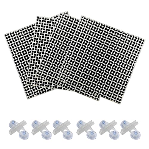 4pcs Aquarium Lid Hood Fish Tank Top Cover Terrarium Lid Plastic Grid Panel Egg Crate Grate with 6 Aquarium Glass Cover Board Clip Fish Tank Lid Anti-Jumping Net Cover (Clear,11.6*11.6inch) - color: Clear
