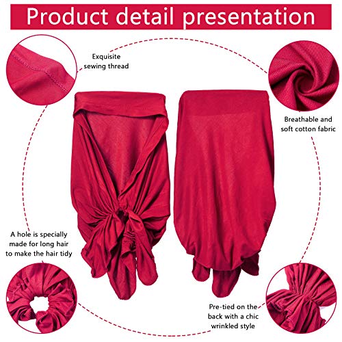 4 Pieces Slip-On Pre-Tied Head Scarves Women Headwear Turban Beanie Caps Head Wrap Headscarf for Women - color: Navy Blue, Wine Red, Grey, Black