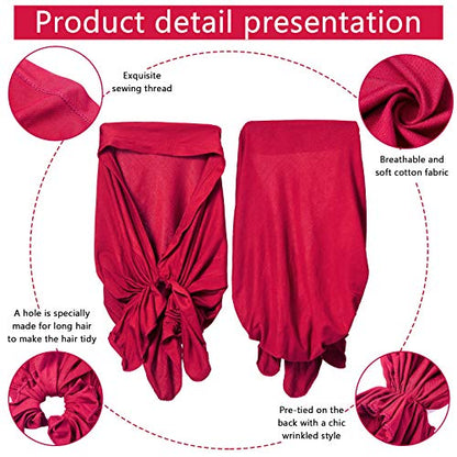 4 Pieces Slip-On Pre-Tied Head Scarves Women Headwear Turban Beanie Caps Head Wrap Headscarf for Women - color: Navy Blue, Wine Red, Grey, Black