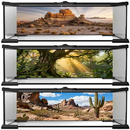 48"x24" 3PCS Bearded Dragon Tank Background – Polyester Fabric Reptile Terrarium Background for Aquarium, Fish Tank & Vivarium, Bubble-Free & Non-Reflective 889