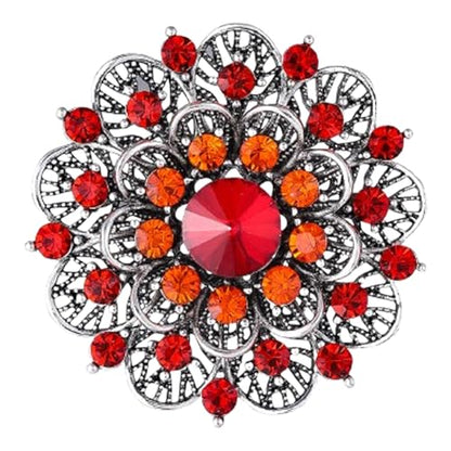 Rhinestone Sunflower Brooch Pin Red Pink Flower Brooch Stylish Crystal Brooch Elegant Clothing Hat Bag Accessories Jewerly for Women - color: Red3