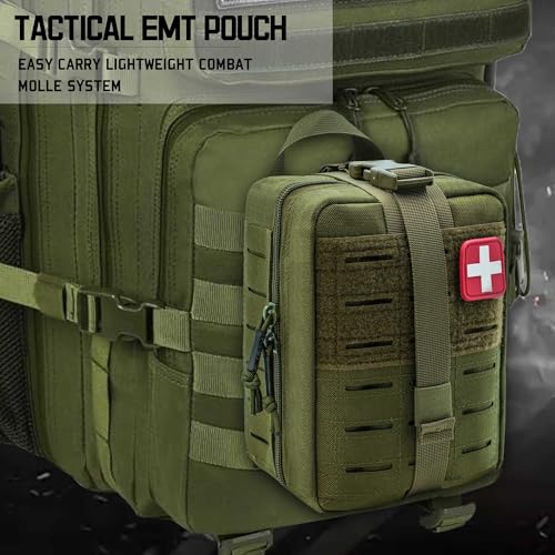 Molle Ifak Pouch, Rip Away Molle Tactical Medical Pouch, Empty First Aid Kit Bag for Duty Belt (1 Pack-Green) - color: 1 Pack-green
