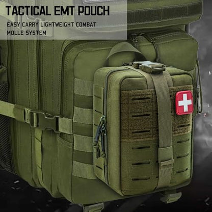 Molle Ifak Pouch Rip Away, Molle Tactical Medical Pouch, Empty First Aid Kit Bag for Duty Belt (2 Pack-Green) - color: 2 Pack-green